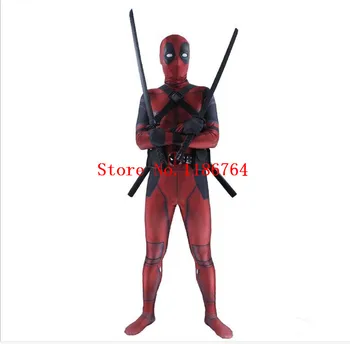 

Marvel christmas costume for men mask cosplay full body Deadpool jumpsuit Costume adult Spandex zentai digital print costume