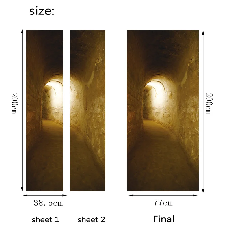 Mystery туннели двери Стикеры творческий для домашнего декора водонепроницаемый ПВХ Виниловый древесный самоклеющиеся кухонные обои для шкафов
