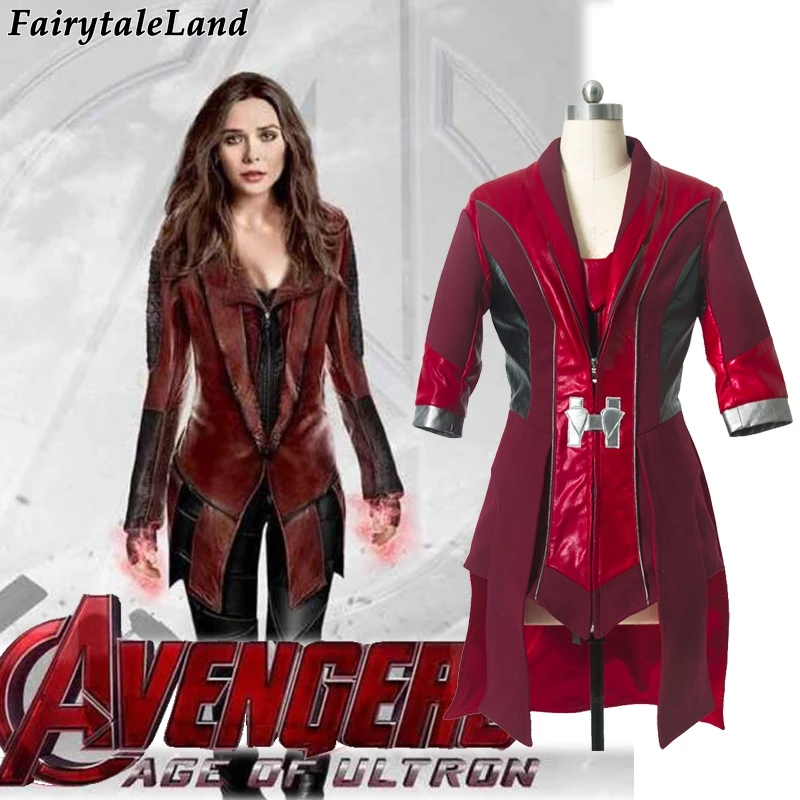Scarlet Witch Cosplay Avengers Age Of Ultron Wanda Maximoff Scarlet Witch Costume For Adult Women Scarlet Witch Leather Jacket Witch Cosplay Cosplay Avengersscarlet Witch Cosplay Aliexpress