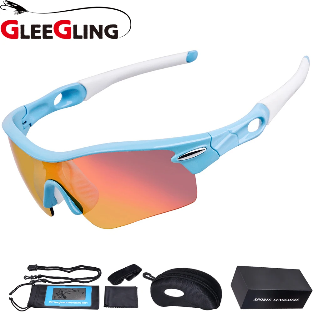 

GLEEGLING 1Set 5 Lens Fishing Sunglasses Men's Fish Glasses Polarized Gafa Polarizada Clip On Sunglasses Polarized UV400