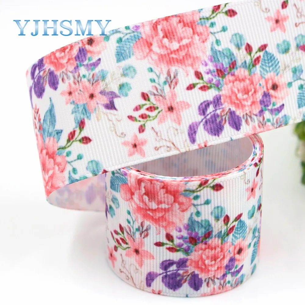 

YJHSMY G-18716-637,10 yards 38 mm flower Ribbons Thermal transfer Printed grosgrain Wedding Accessories DIY handmade material