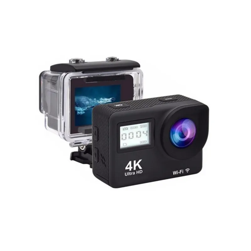 Black 4K экшн-камера wifi 2," экран Full HD мини шлем Водонепроницаемая Спортивная DV камера с дистанционным управлением - Цвет: Black