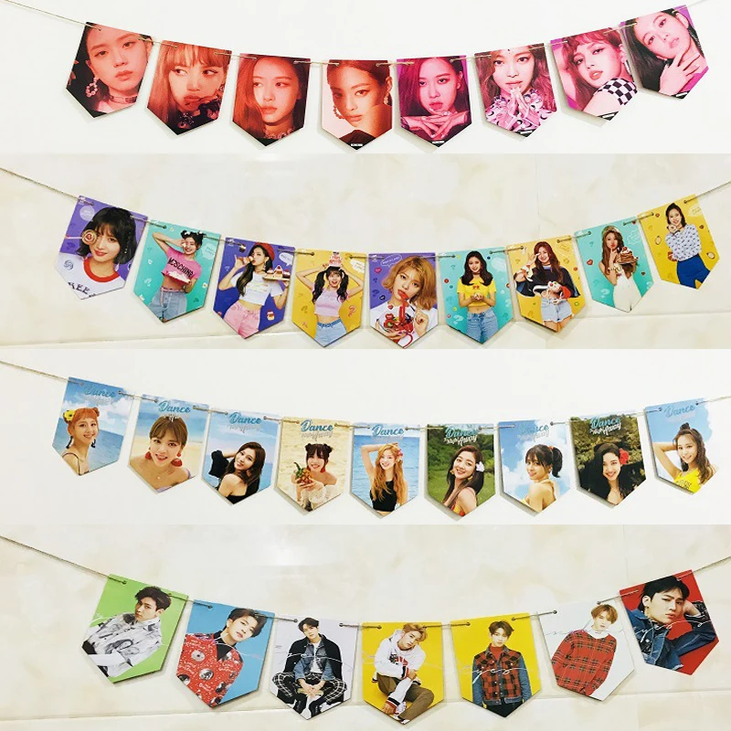 

KPOP Bangtan Boy BLACKPINK TWICE GOT7 Jackson Hanging Flag Poster HD Hang Up Photo Picture Pennant Decoration Supplies Fan Gifts