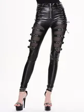 Devil Fashion Sleek Black Sexy Stretch Steampunk Pants Women Ladies Pants
