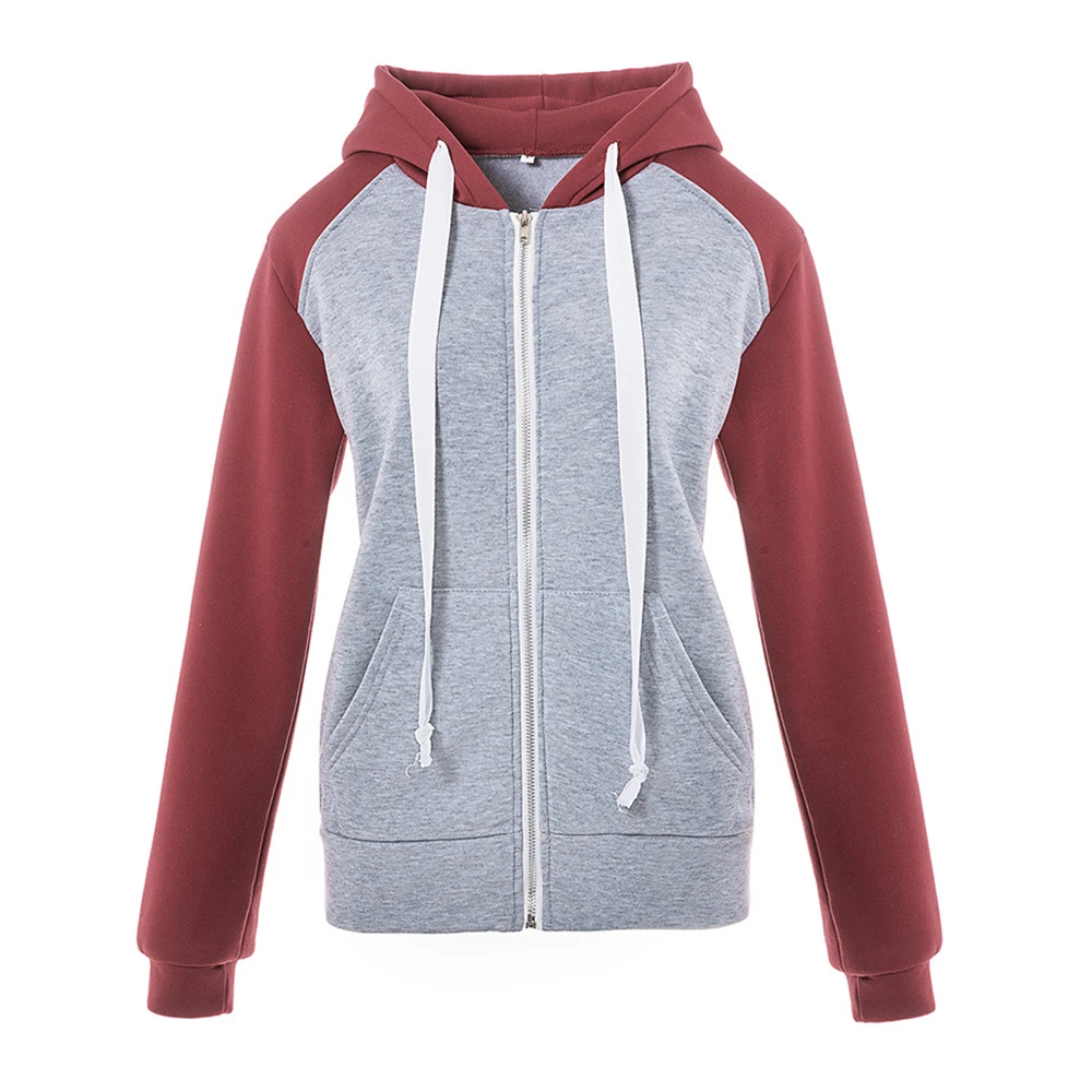 2018 Hoodies Women Casual Lady Sweatshirts Long Sleeve Loose All Match Pocket Autumn Winter Slim Patchwork Cute Hoodie Fashion