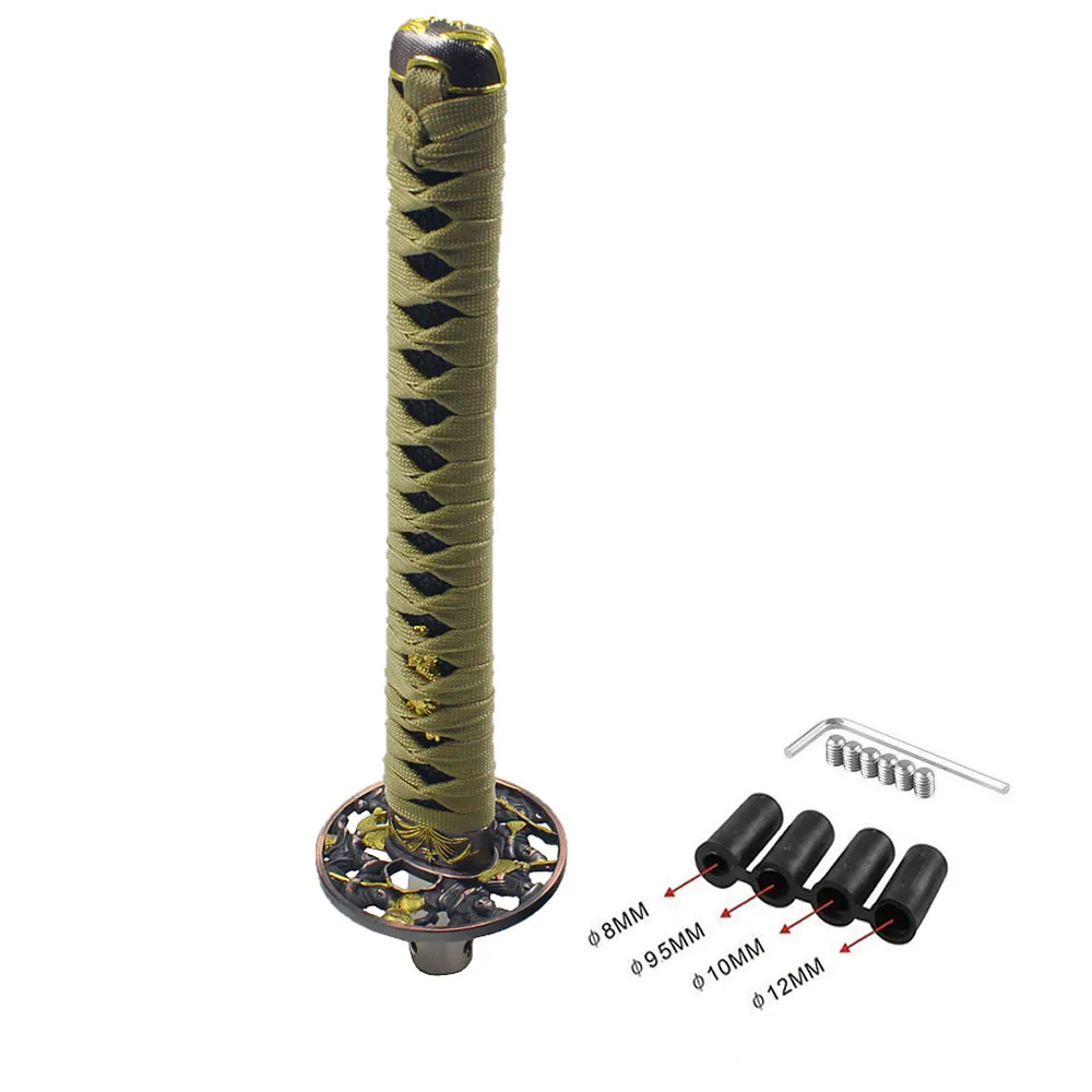 

Katana Shape Shift Knob Sword for Automobile Spare Part Speed Chrome Samurai Sword Handle - 265mm Gold & Black With Adapters