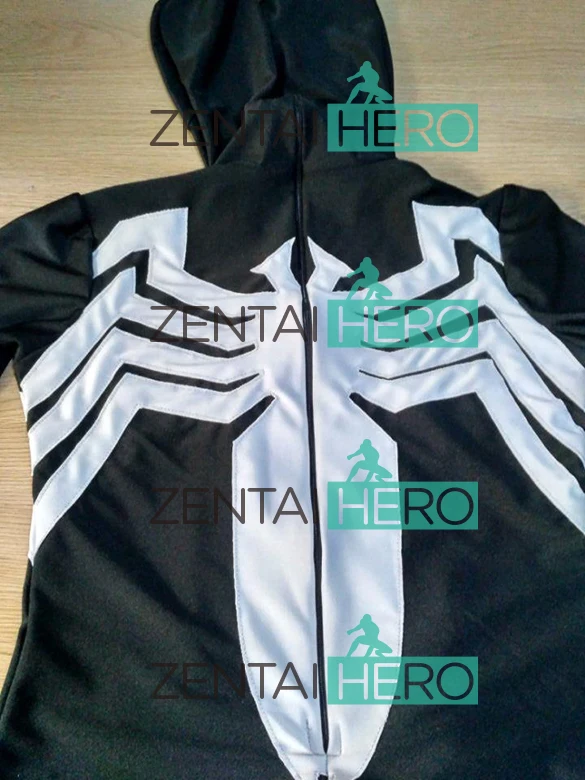 Бесплатная доставка черный костюм Человека паука Venom Symbiote Zentai Spidey для косплея на