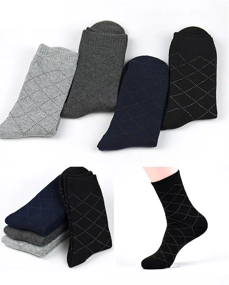 4pairs lot Eur39-44 Socks Men 2018 Winter Thicken Warm Terry socks Male Classic Business Casual Thermal Cotton Spring Crew Socks05