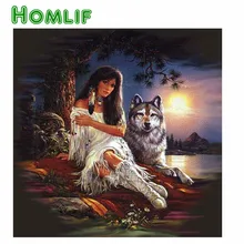 Леди красота волк на заказ kerstkaarten бриллиантовый рисунок Рождество карты полный квадратный kerstkaarten Алмазная вышивка кофе подарки