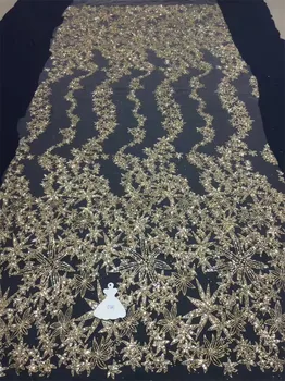 

DEEP GOLD sparkly blingbling fabric with glued glitters sequins African lace fabric glitter shinny for party or wedding
