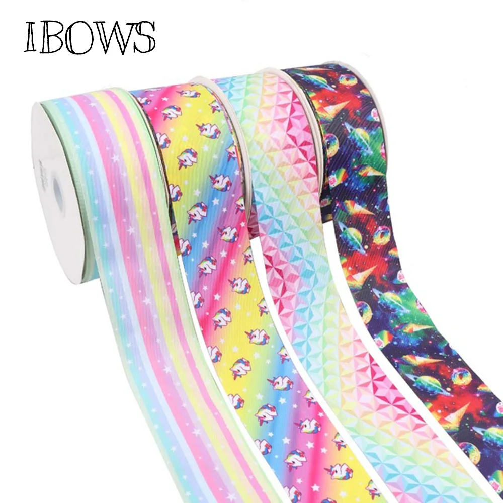 

5Yards 3"(75mm) Printed Polyester Grosgrain Tape Ribbon Colorful Gradient DIY Hairbows Accessories Material Decorative Ribbon