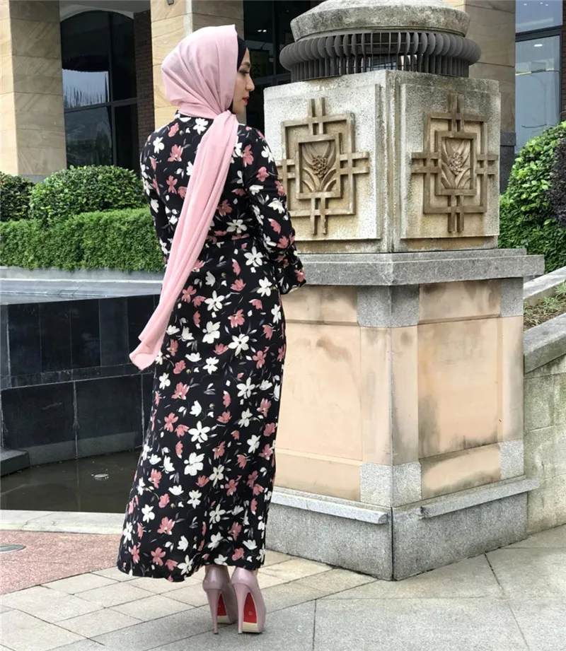 Мусульманское платье черное Абая печать Исламская одежда Бангладеш турецкий хиджаб платье исламский Рамадан исламские турецкие платья