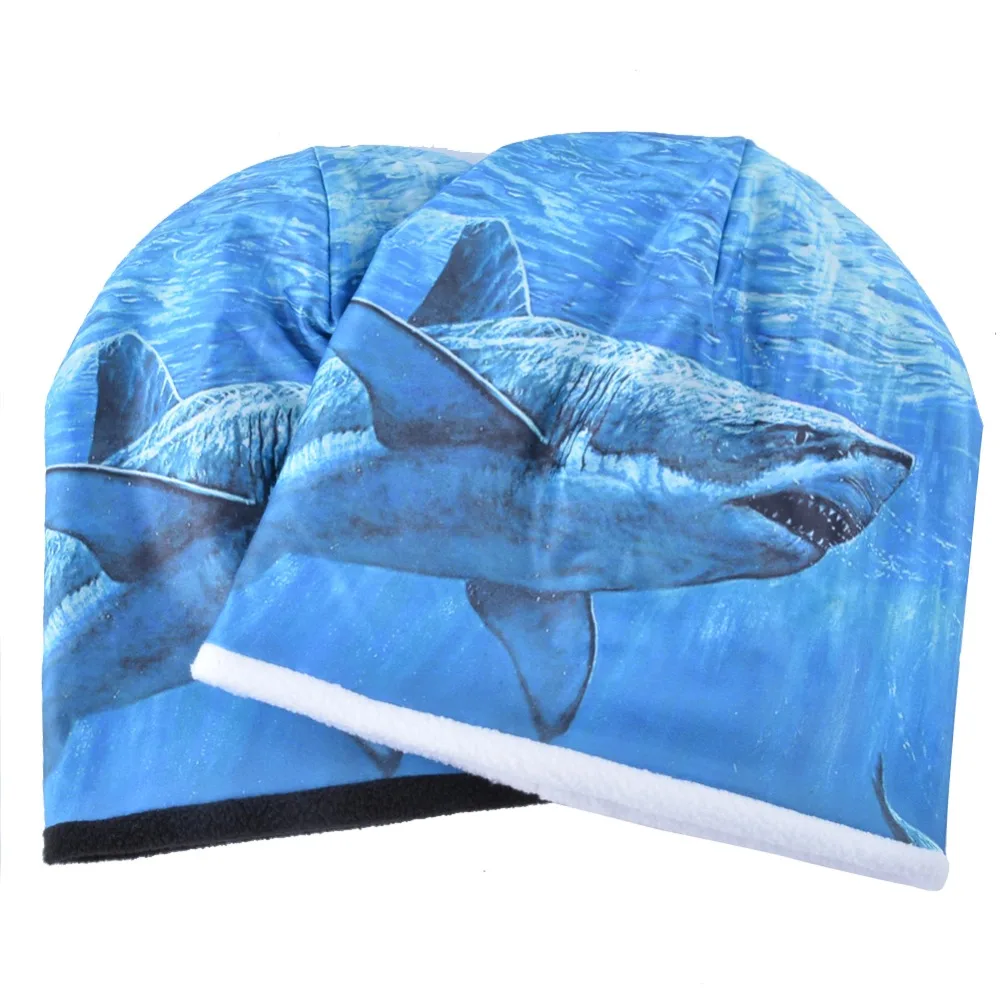 Плюс бархатная теплая зимняя шапочка для мужчин и женщин кепки в стиле хип-хоп уличные лыжные кости Повседневные шапки для мальчиков и девочек 3D животное акула