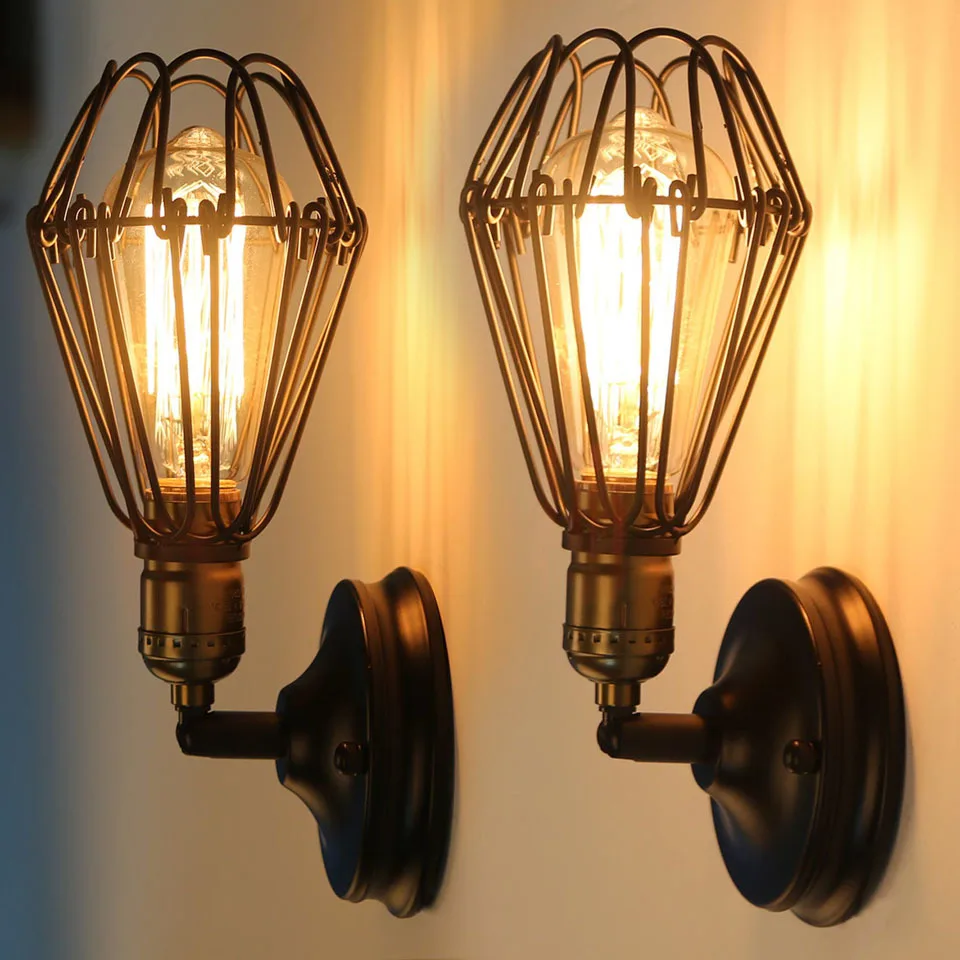 Wall lamps Vintage LED Creative Cage E27 sconce wall lights for living