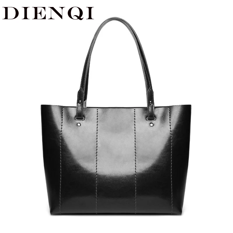 

DIENQI Genuine Leather shoulder bags luxury handbags women bags designer ladies hand bag famous brand fashion handbag big tote