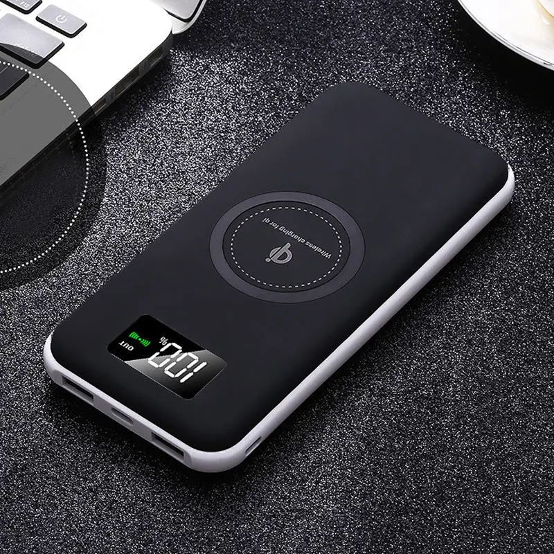 High Capacity 10000mAh Power Bank Qi Wireless Charger LED Screen Display Dual USB External Battery Poverbank for Mobile Phone High Capacity 10000mAh Power Bank Qi Wireless Charger LED Screen Display Dual USB External Battery Poverbank for Mobile Phone
