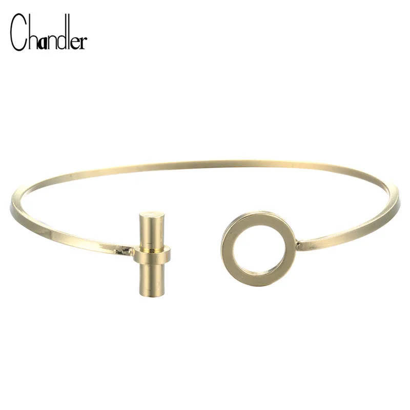 Alloy Brass Metal Chunky Band Bracelet TO Charm Gold Silver Plated Bar Circle Open Cuff Bangles For Girls Lovers Statement Gifts
