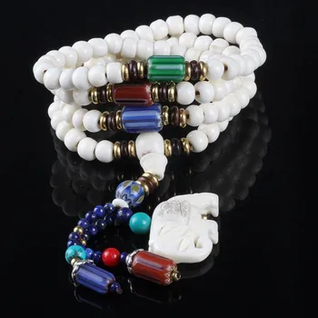 

Natural white yak bone beads bracelets 108 Bracelet lovers of Tibet Tibetan 6mm multilayer bead beads