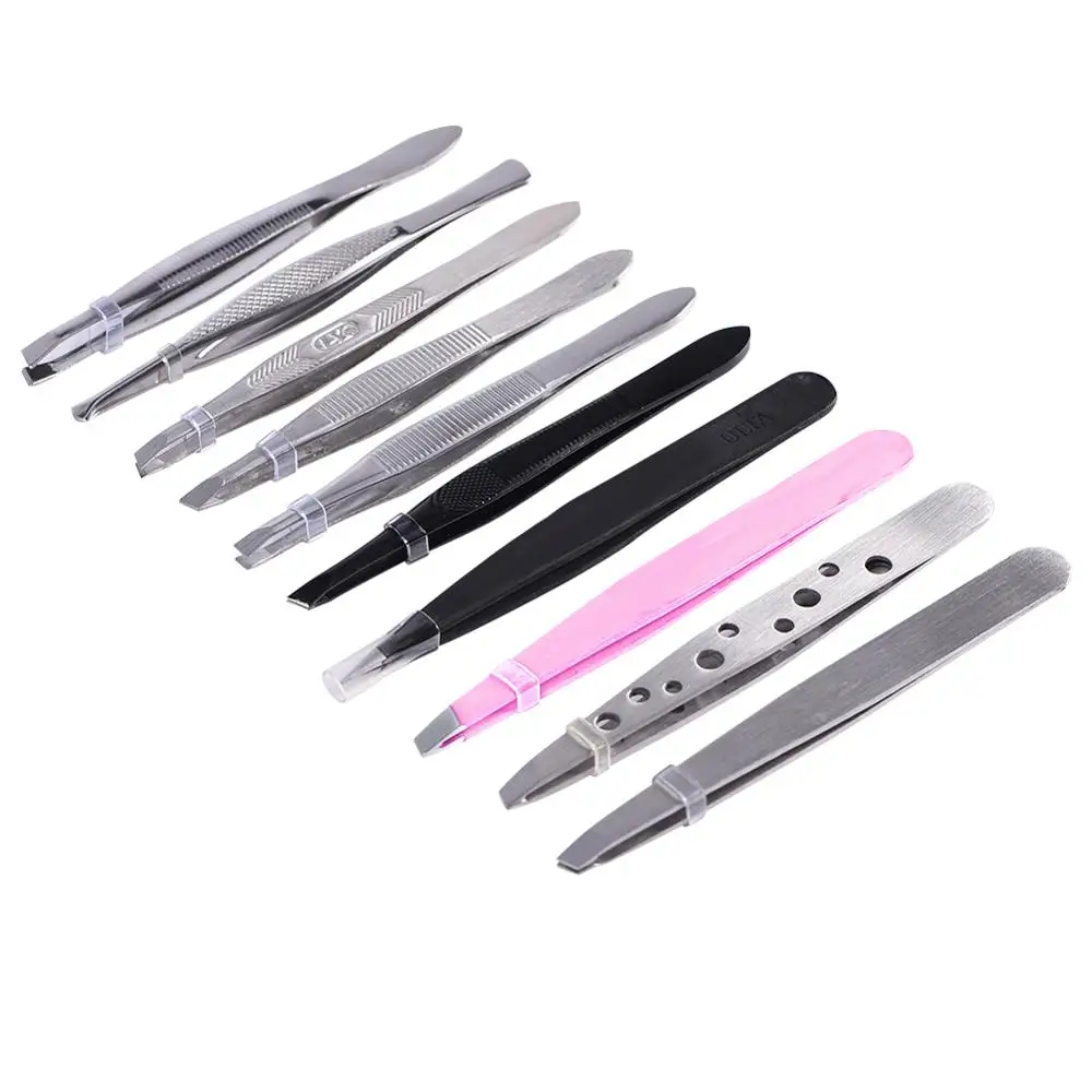 10 шт. из нержавеющей стали для бровей Пинцет материал ресницы для наращивания ресниц зажим супержесткий инструмент для наращивания ресниц Макияж инструмент для красоты