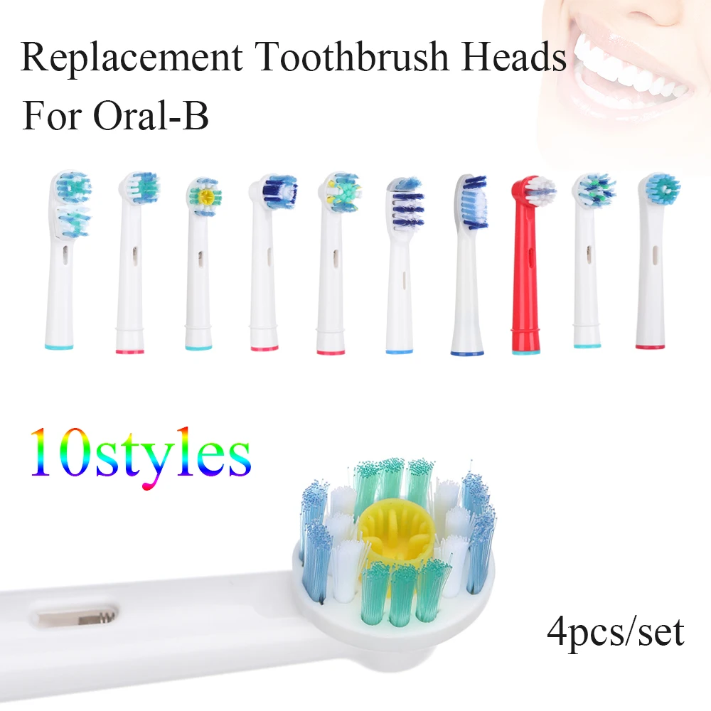 

New 4Pcs Replacement Toothbrush Heads for Oral Hygiene B Cross Floss Action Precision Soft Bristle Electric Tooth Brushes Heads