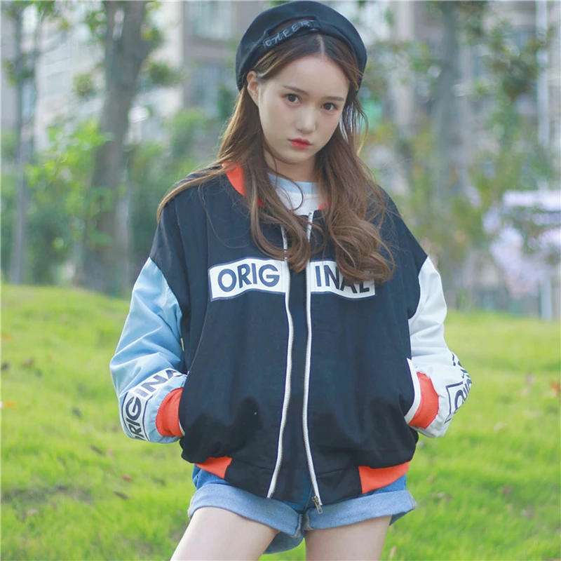 

New Trendy Women Jackets Harajuku Long Sleeve Letter Printed Casual Kawaii Student Style Korean Kpop Womens Outerwear Females