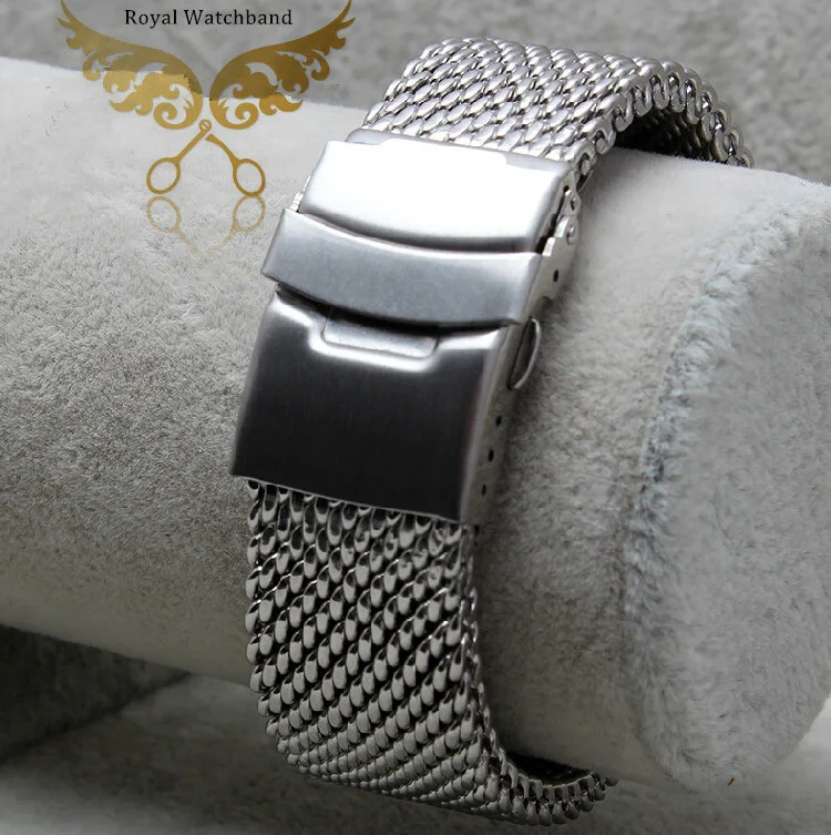 24mm Stainless Steel Watchband Butterfly Deployment Buckle Clasp Watch Band Free Shipping