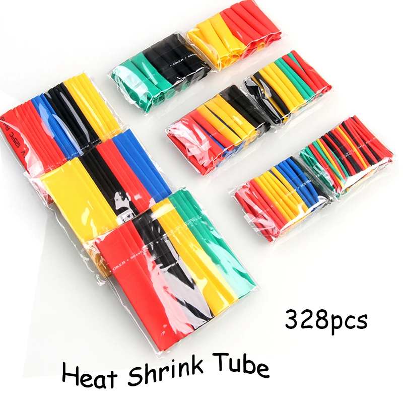 328/127/530/70 pcs Assorted 2:1 Polyolefin Heat Shrink Tube 1.0-14.0mm Wrap Wire Insulated Cable Sleeve Shrinkable Tube Kit 