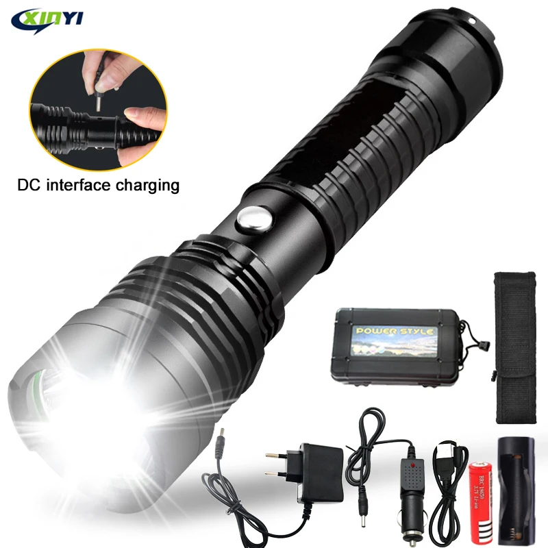 

30000Lumens Super Bright LED Tactical Flashlight Rechargeable Waterproof Linternas Torch Aluminum Alloy by 1*18650 or 3*AAA