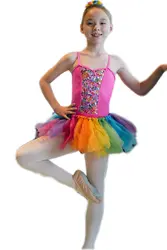 Из двух частей слинг красочные профессиональные танцевальные костюмы для девочек Дети Для женщин Майо балетки Mujer платье-пачка