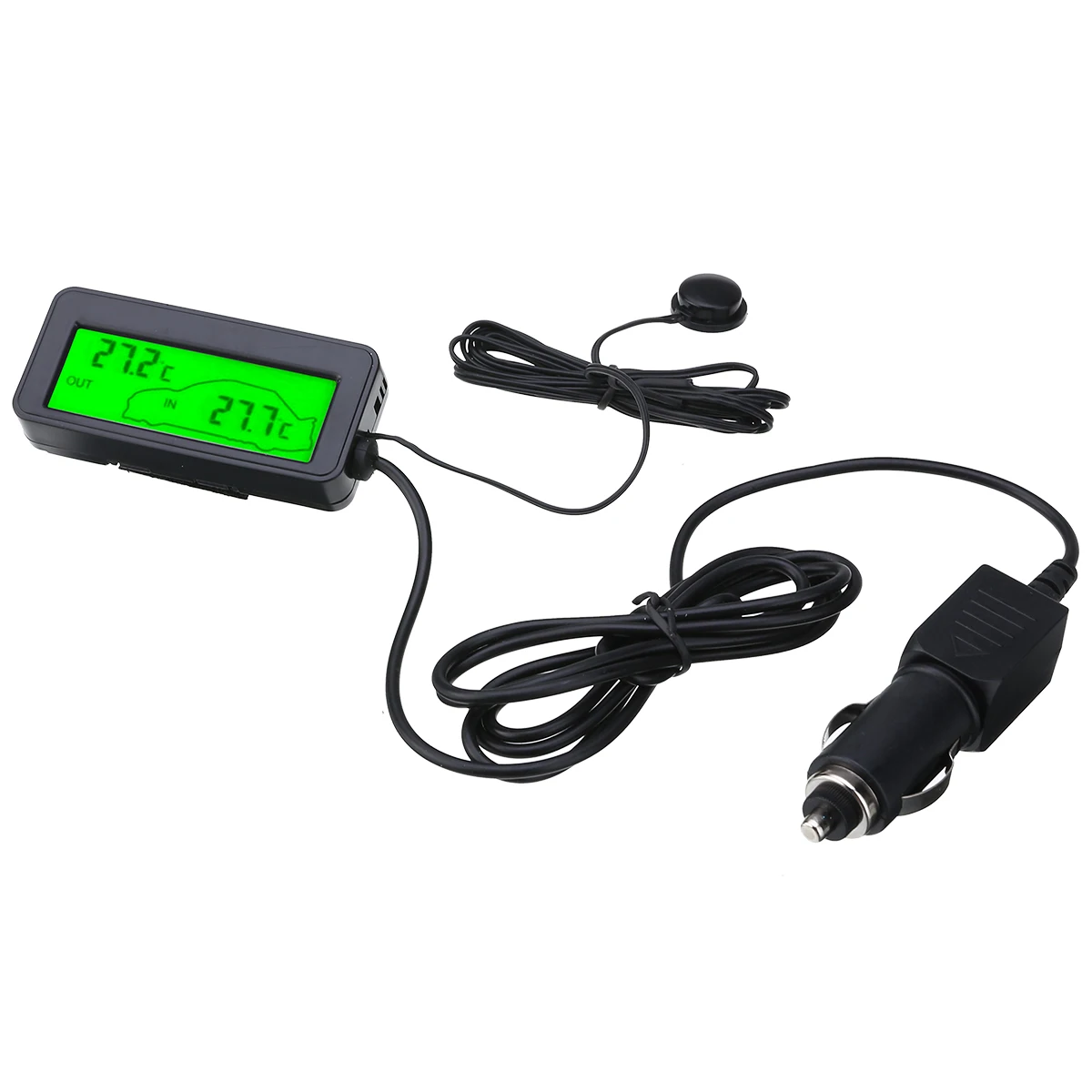 DC 12V Mini Digital LCD Car Thermometer Voltmeter Auto Indoor/Outdoor Temperature Meter Gauge Instruments
