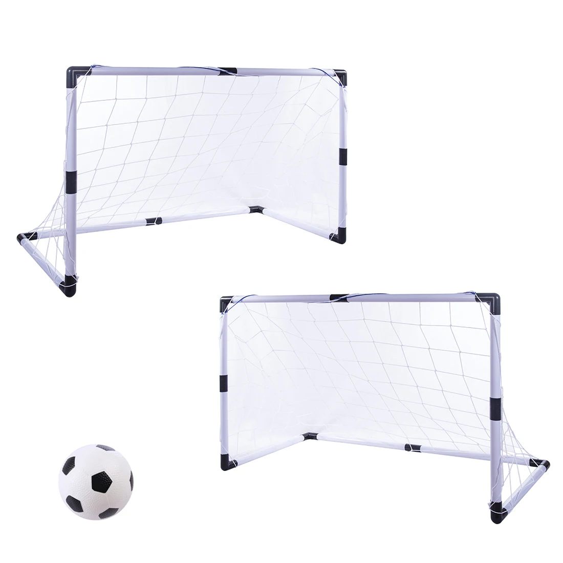 

Set of 2 DIY Youth Sports Soccer Goals with Soccer Ball and Pump Practice Scrimmage Game - White