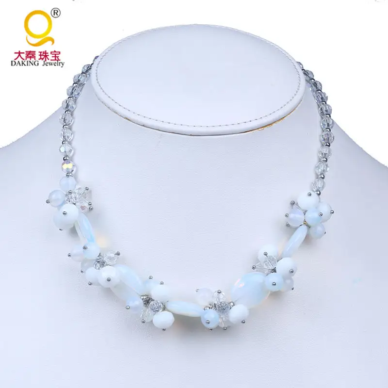 

Beautiful white opal necklace crystal bead jewelry clavicle fashion short chain necklace & pendants for women