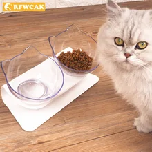 RFWCAK Plastic Double Pet Bowl For Dogs Puppy Cats Food Water Feeder Pets Feeding Dishes Bisiklet Suluk Dog Bowls Pet Supplies