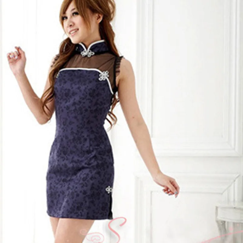 Sexy Cheongsam Perspective font b Sex b font Lingerie Lace Cheongsam See Thru One Piece Mini