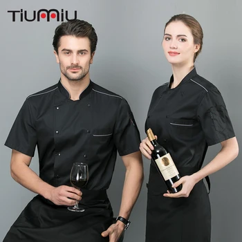 

2019new arrival Chef Uniform 2 colors breathable summer Jacket Restaurant barber catering unisex Overalls professional clothing