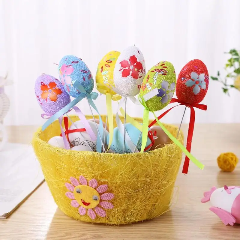 6 шт./пакет милые пасхальные яйца DIY Красочные печати Искусственные яйца детский сад ручное устройство для поделок вечерние украшения