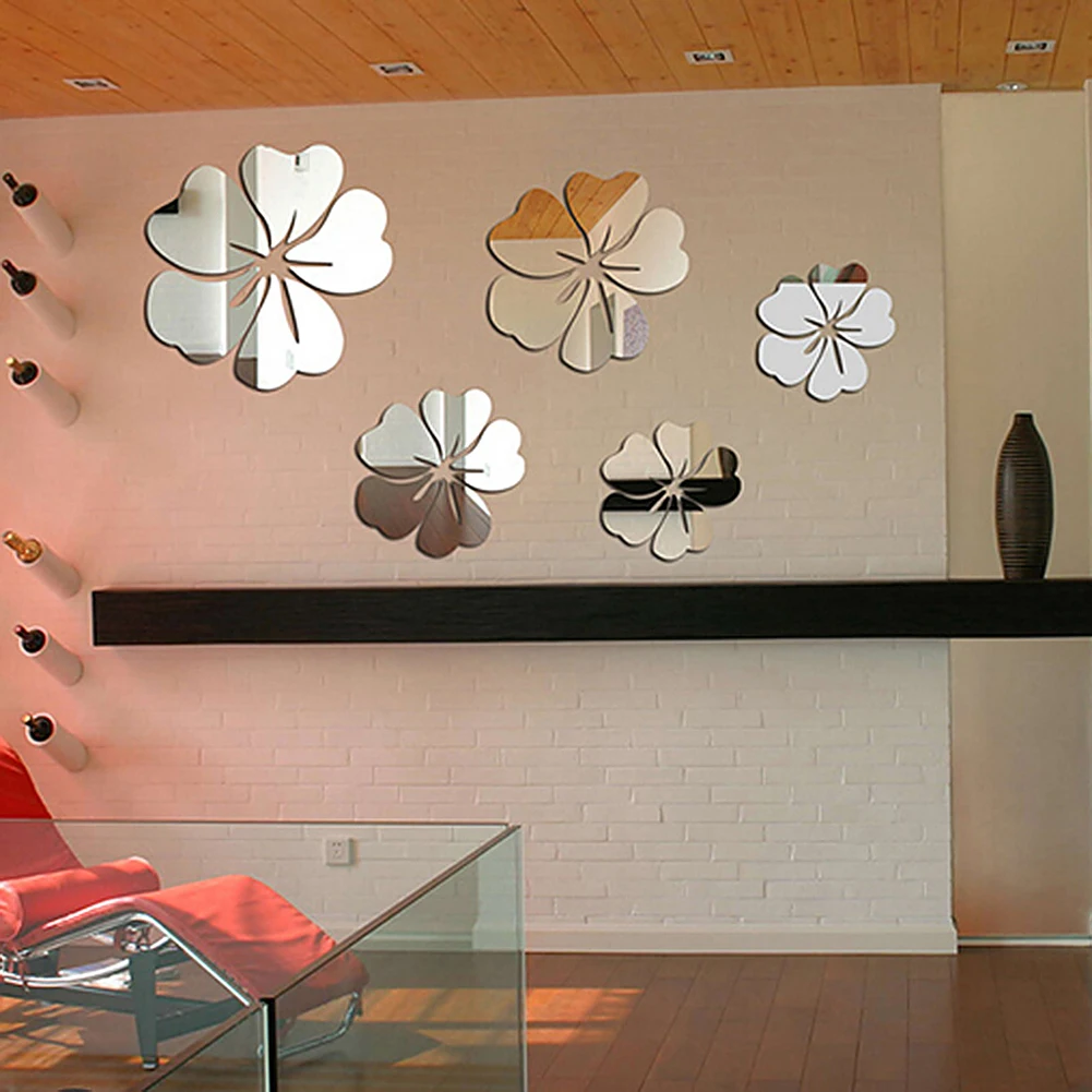 25 шт. цветочный узор зеркальные настенные наклейки современное искусство диван кровать фон 3D DIY наклейки на стену с рисунком цветов домашний декор