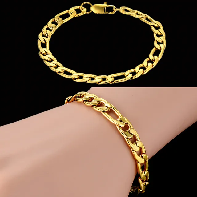 Vintage Male Bracelet Gold Color Stainless Steel Link Chain Vintage Male Bracelet Gold Color Stainless Steel Link Chain Figaro Bracelets Men Jewelry