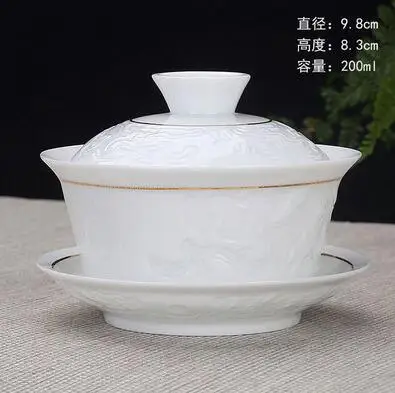 Ручная роспись богатая рыба керамический фарфор Gaiwan китайский чайный набор кунг-фу ручной работы чайная посуда Tureen Sancai чайная чашка пуэр чайник - Цвет: 200ml