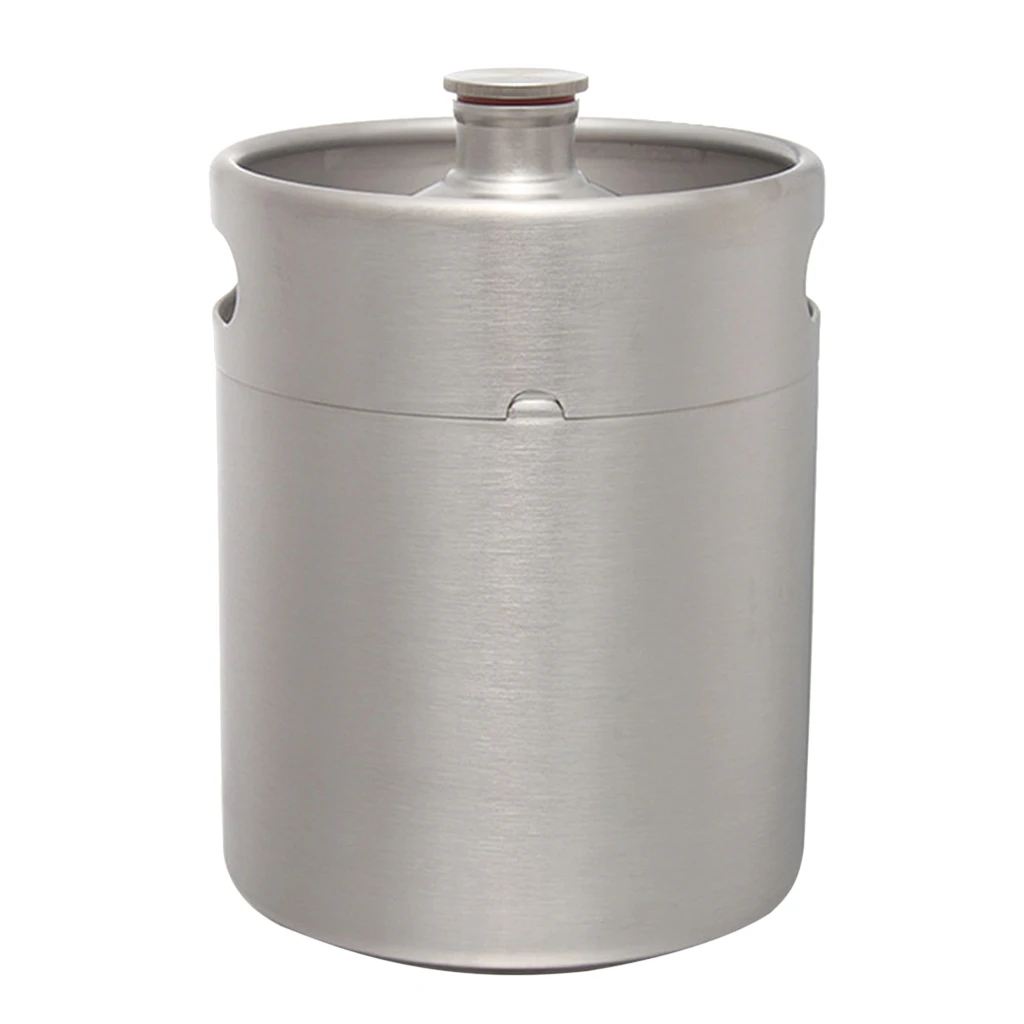 Mini Keg Growler Stainless Steel Barrel Holds Beer Double Handles,2L,3.6L,5L Silver  