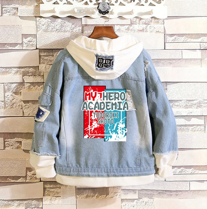 

My hero college hoodies second yuan stunned frozen green valley long-term jacket anime men and women couples denim clothes
