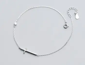 

100% Authentic Real. 925 Sterling Silver Fine Jewelry Jesus Polished Cross Religion Anklet Bracelet GTLS701