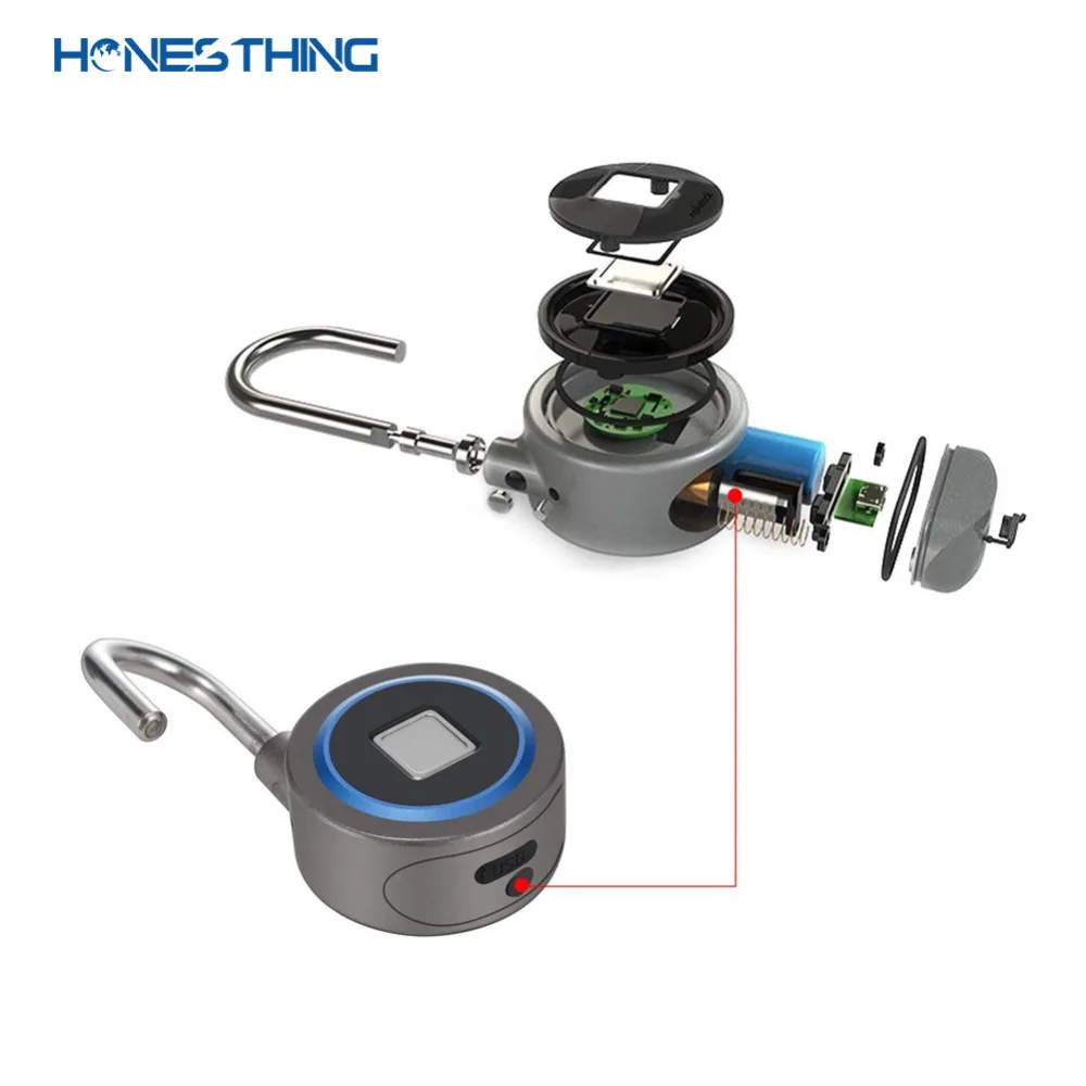 HonesThing Mini Keyless Fingerprint Lock IP65 Waterproof Bluetooth Security Padlock Electric Lock APP Remote Control for Cabinet 4