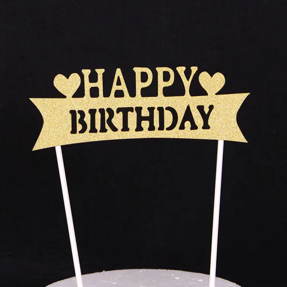 1 шт творческий торт топпер флаги с надписью happy birthday принцессы золотого и серебряного цвета для Семья День рождения украшения для выпечки, торта поставки - Цвет: 3