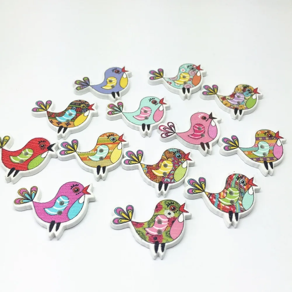 10 Wooden Bird Buttons Sewing Card Making Scrapbook Craft Embellishments