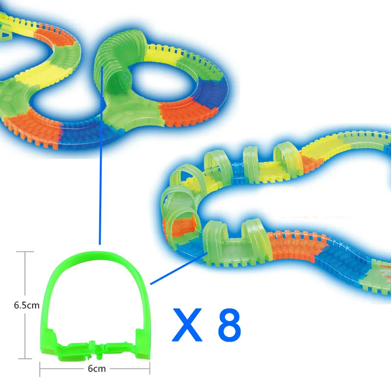 Kitoz 220 шт. автомобильный слот для трека, светящийся в темноте, красочный сборный светодиодный гоночный автомобиль, гоночный трек, светодиодный автомобильный изгиб - Цвет: 8pcs Tunnel