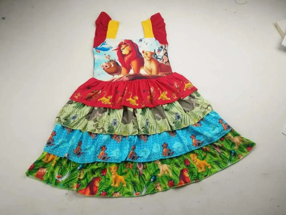 

hot sell girls cartoon dress Lion King sassy kids boutique dress