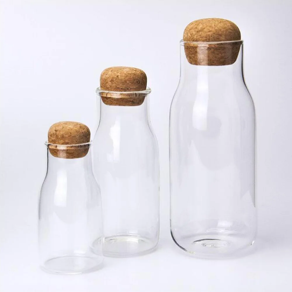 3 размера Чистая Стеклянная бутылка для хранения сыпучих продуктов контейнеры с крышкой пробковая Колонка герметичная банка пищевой органайзер для специй банки
