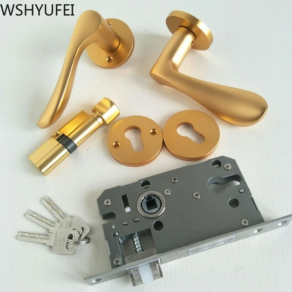  Shiny gold / zinc alloy door handle interior / bedroom door lock split mute door lock door hardware - 33040123820