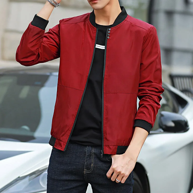 

Men Casual Coat Thin Simple Baseball Collar Breathable Slim Coat for Autumn Best Sale-WT